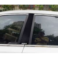 VW POLO Car Door Window B Pillar Cover Trims Decal Sticker (Mirror Glossy Black)